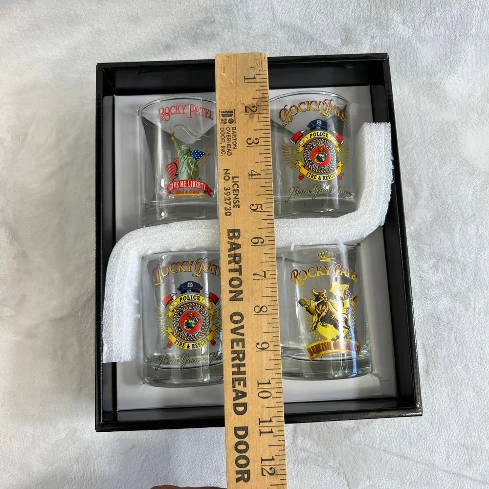 Rocky Patel Home Grown Heroes Whiskey Glass Set 4pc Clear Men Military Barware